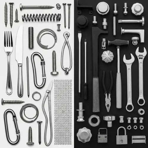 Aesthetic Steel & Hardware Objects Collage
