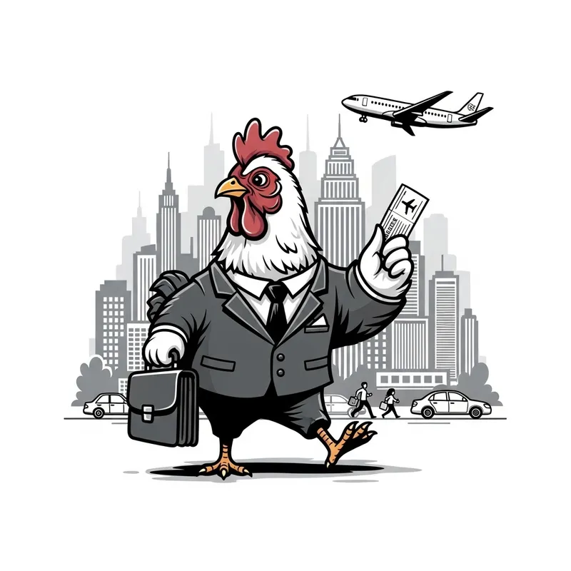 Executive Business Chicken Traveling - Illustration
