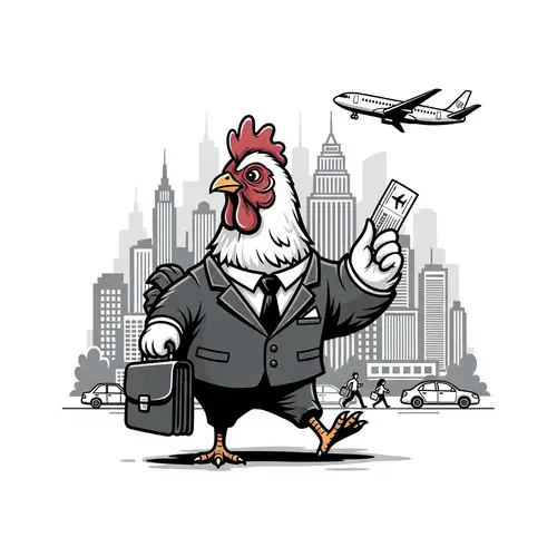 Business Chicken Journey - Executive Traveling Illustration