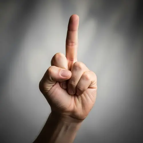 Defiant Human Hand Gesture Image