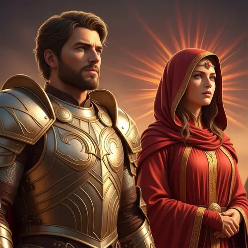 Epic Fantasy Art: Golden Armor & Red Cloak