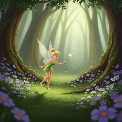 Enchanting Fairy with Sparkling Fairy Dust in Forest Clearing
