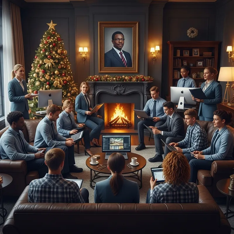 Elegant Christmas Tree Lighting Event in Luxury Flat