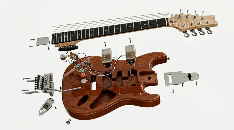 High-End Electric Guitar Exploded View | 8K Design