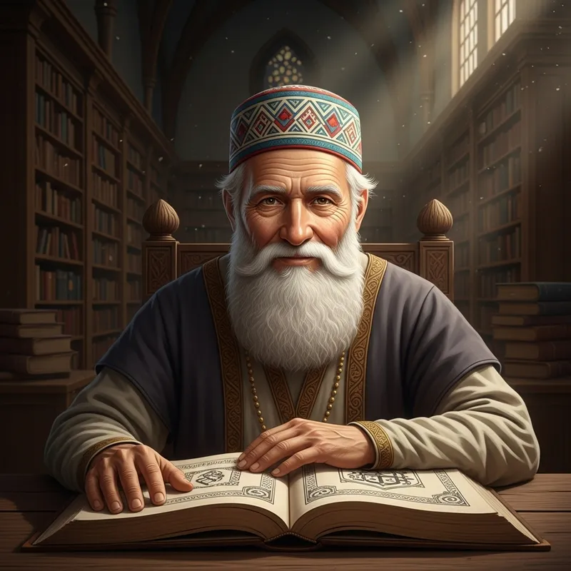 Elderly Sheikh with White Beard and Turban