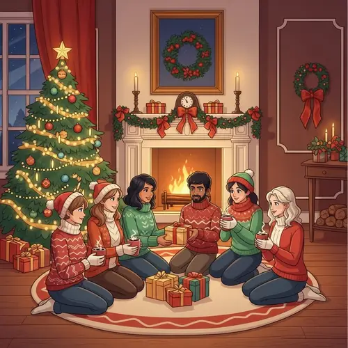 Festive Holiday Scene of Diversity and Joy