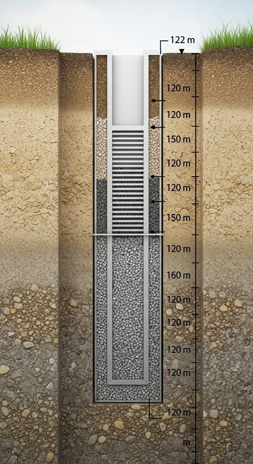 Water Well Structure Section with Gravel Filter