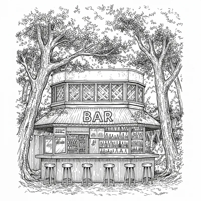 Enchanting Forest Bar | Vintage Anime Style Illustration