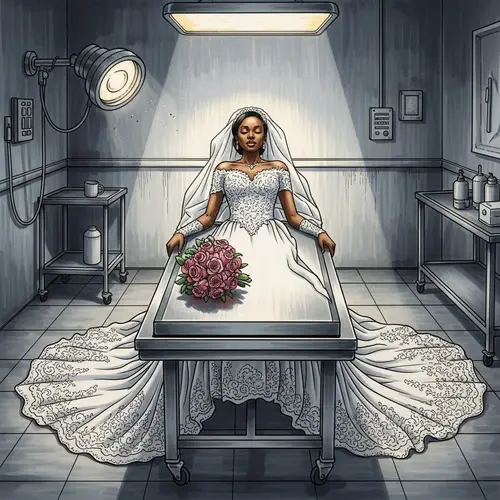 African Bride Marker Art in Morgue - Emotive Illustration