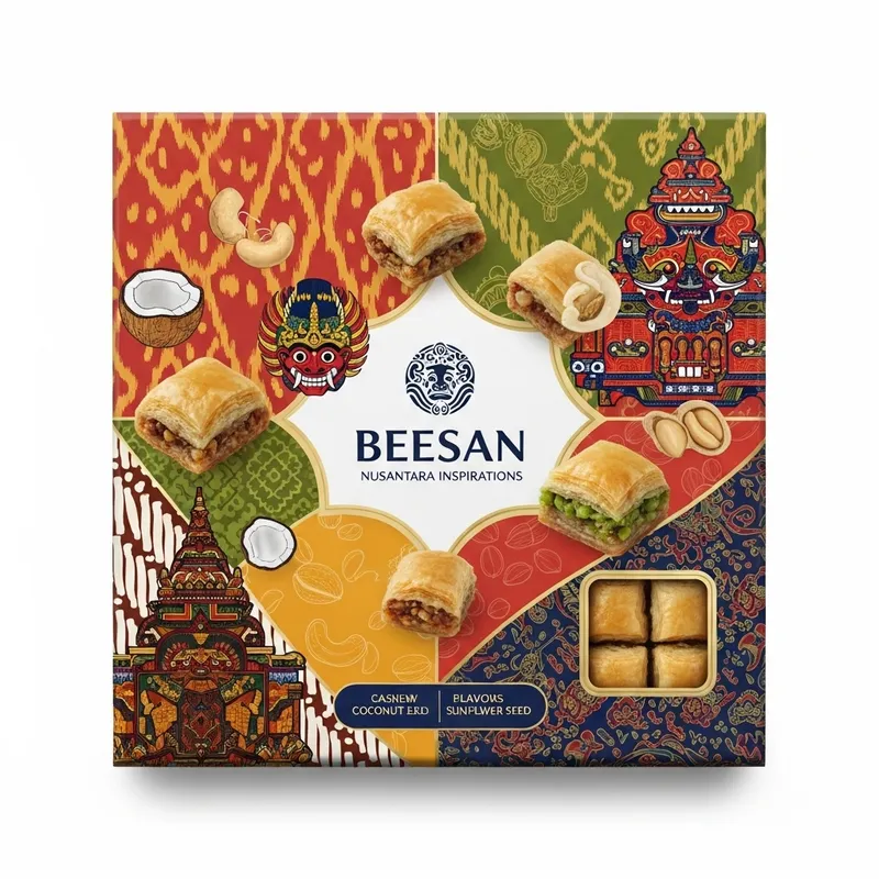 Luxurious BEESAN Baklava Packaging with Indonesia's Cultural Motifs