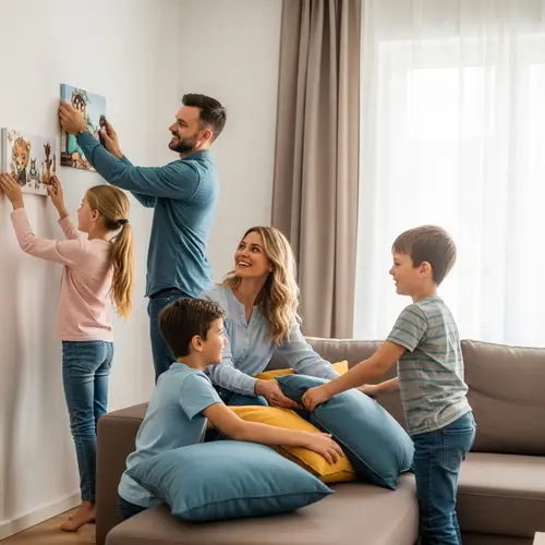Warm German Family Decorating Home with Kids