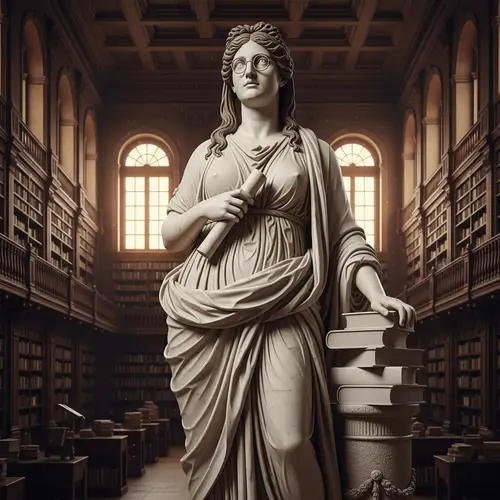 Greek Philosopher Woman Statue in Library