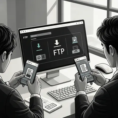 Vintage FTP Client Digital Painting | Intricate Print Fusion