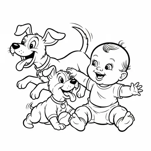 Vintage Style Black and White Coloring Model Sheet for Kids