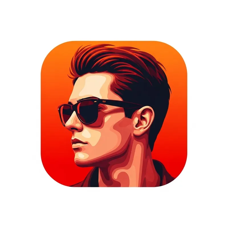 Modern Square Sunglasses Icon in Red and Orange Tones