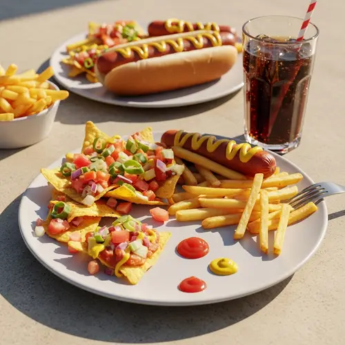 Delicious Street Food Splattered in Ketchup and Mustard