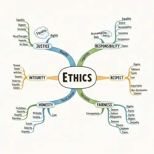Ethics Mind Map: Justice, Integrity, Responsibility
