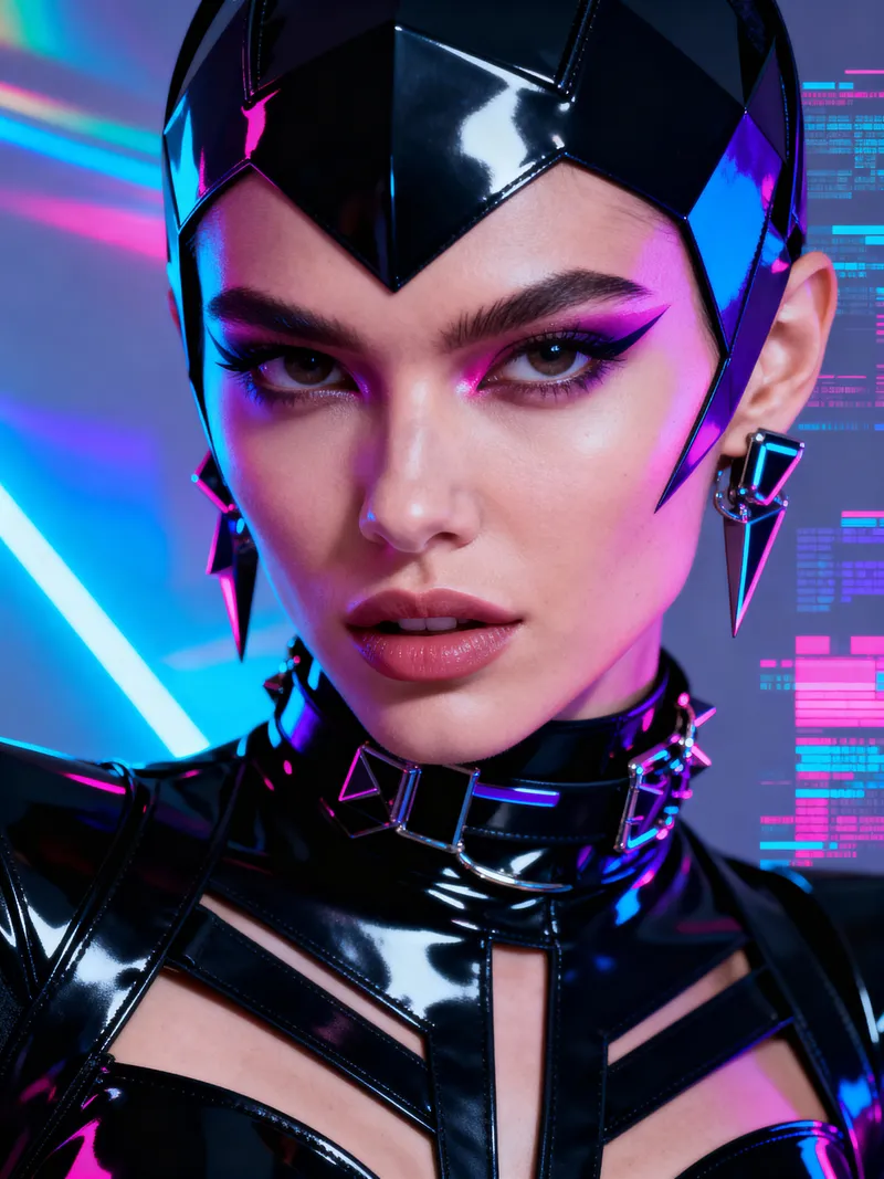 Futuristic Fashion: Gorgeous Dominatrix Model Shot