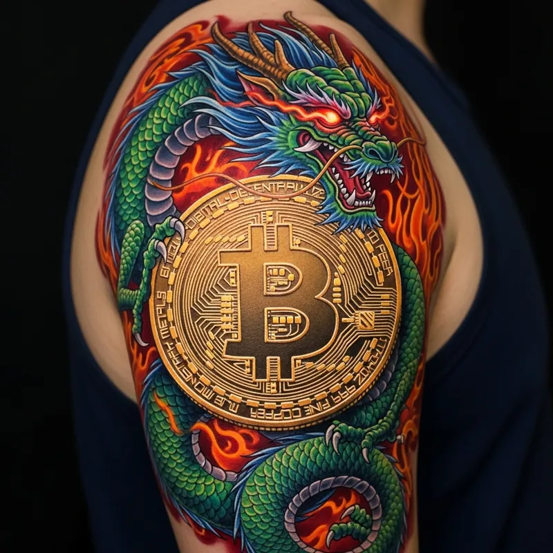 Bitcoin Dragon Shoulder Tattoo Design