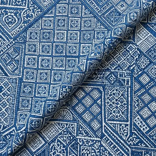 Exquisite Blue and White African Print Quilt - Cultural Heritage Design