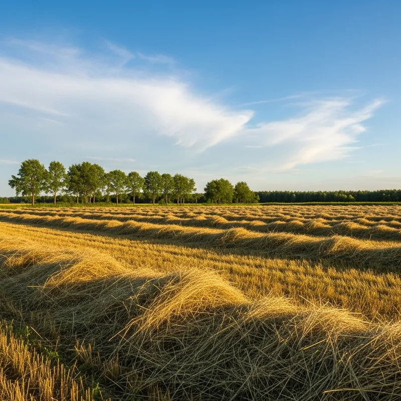 Sunlit Meadow with Fresh Hay | Idyllic Rural Scene