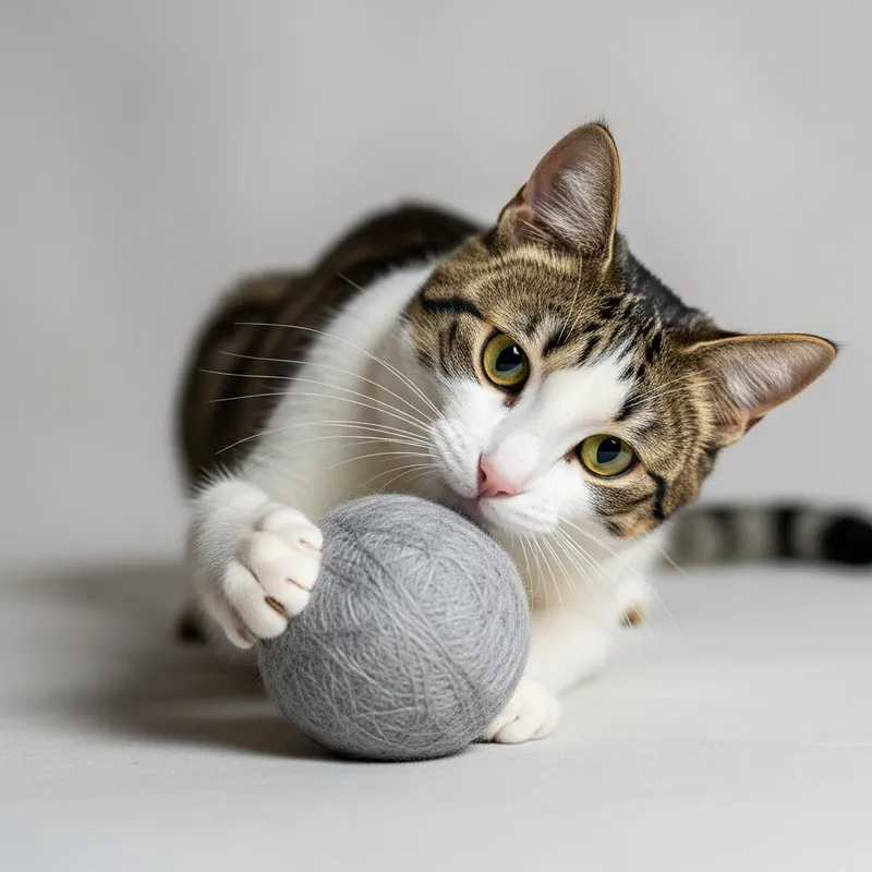 Adorable Cat Playing with Wool Ball - Fun and Cuteness Overload