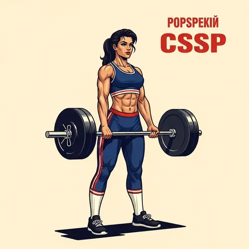 Strong Female Athlete Lifting Barbell | Vintage USSR Style Poster Art