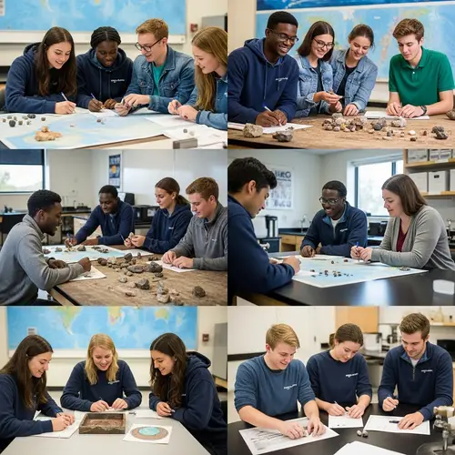Diverse University Geology Students Engaged in Field Studies