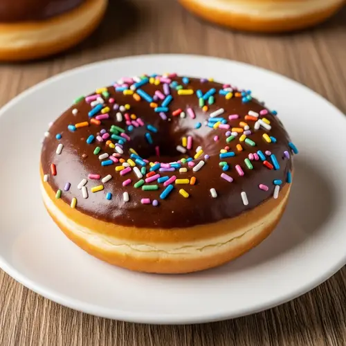 Delicious Chocolate Glazed Donut with Colorful Sprinkles
