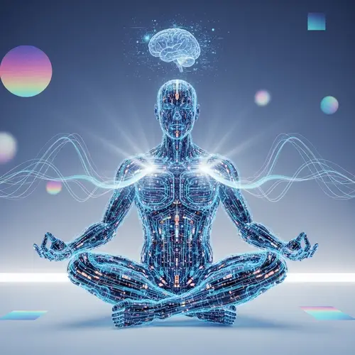 Futuristic AI Entity in Meditation Pose | Virtual Environment