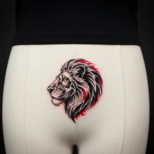 Powerful Lion Tribal Tattoo | Masculine Energy Profile Design