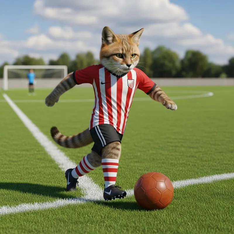 Cat and Fox Hybrid Playing Soccer - Feline Agility & Foxlike Skills Cat and Fox Hybrid Playing Soccer - Feline Agility & Foxlike Skills