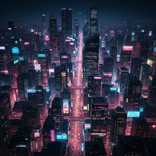 Neon-Lit Cyberpunk Metropolis: Futuristic Digital Art