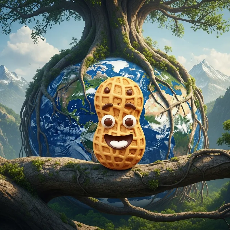 Enormous Tree Envelops Earth with Smiling Peanut Cookie Enormous Tree Envelops Earth with Smiling Peanut Cookie