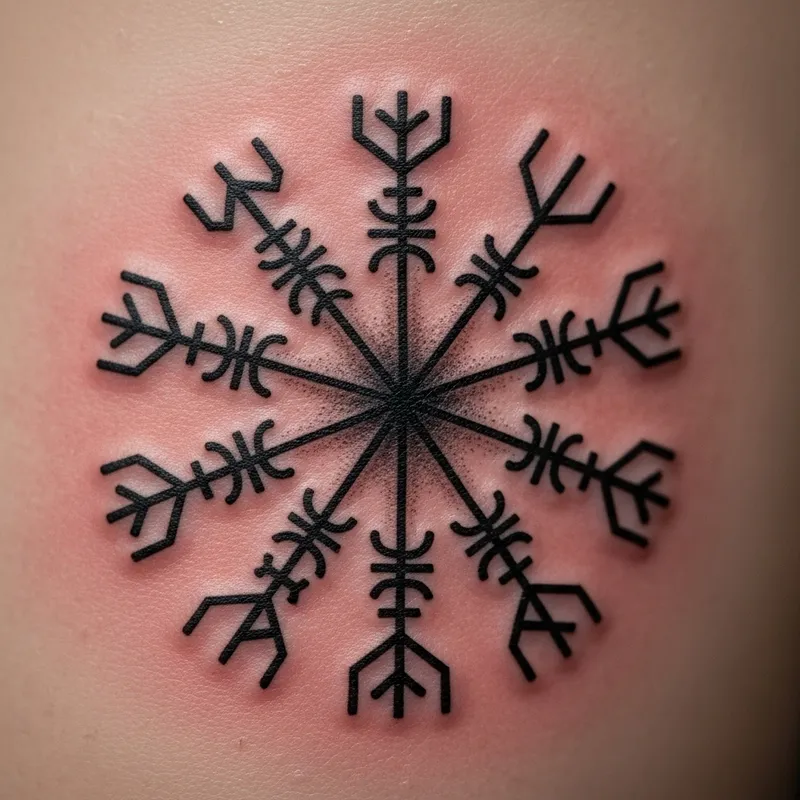 Intricate Vegvisir Runic Tattoo Art Capture