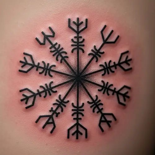 Intricate Vegvisir Runic Tattoo Art Capture