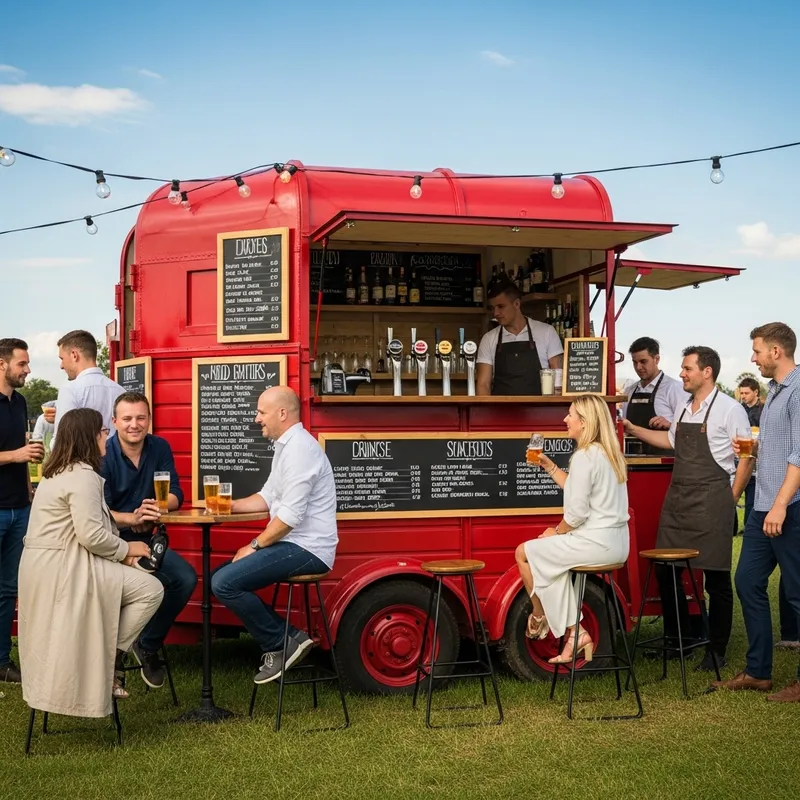 Red Horse Box Mobile Bar for Outdoor Events