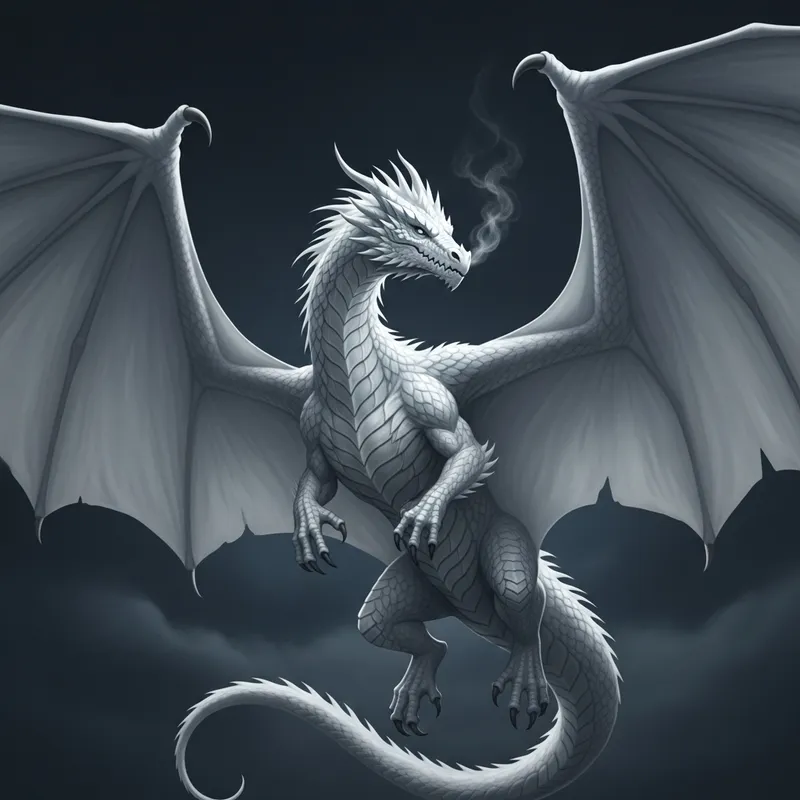 Majestic White Dragon in the Sky - Enchanting Fantasy