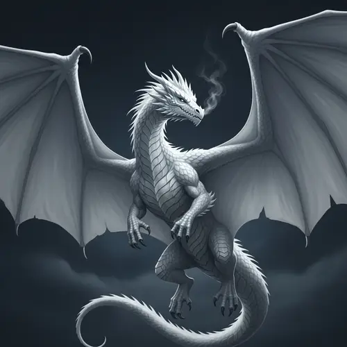 Majestic White Dragon in the Sky - Fantasy Art