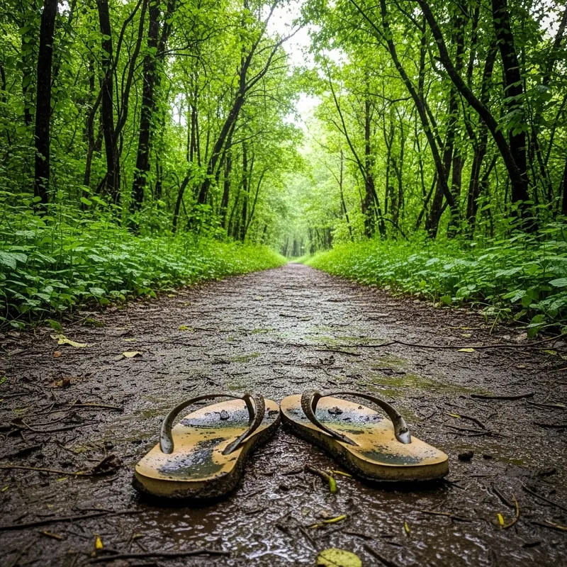 Tranquil Afternoon Scene of Wednesday with Muddy Flip Flops