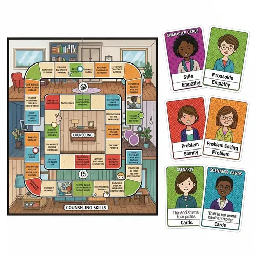 Vibrant Counseling Board Game with Diverse Scenarios and Counselors