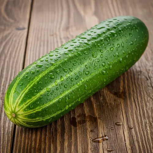 Fresh Green Pepino Cucumber on Rustic Wooden Table