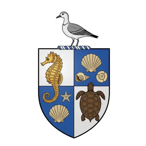 Noble and Traditional Coat of Arms with Sea Life Imagery