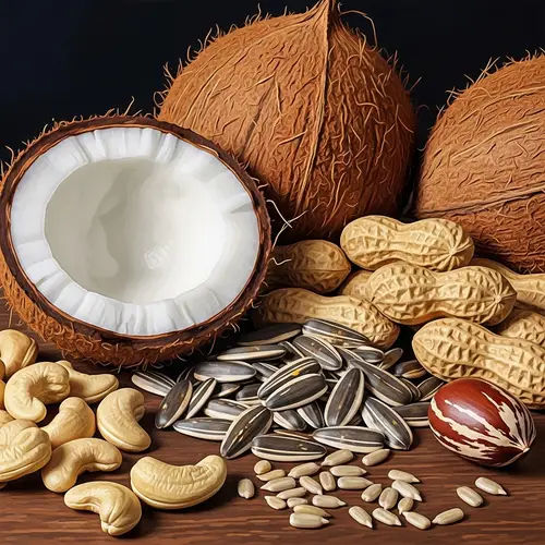 Nusantara Culture Still Life Art: Array of Cashews, Coconuts, Peanuts & Seeds