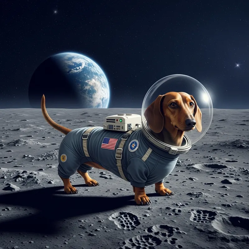 Adorable Dachshund Dog on the Moon | Space Adventure