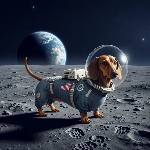 Adorable Dachshund Dog on the Moon | Space Adventure