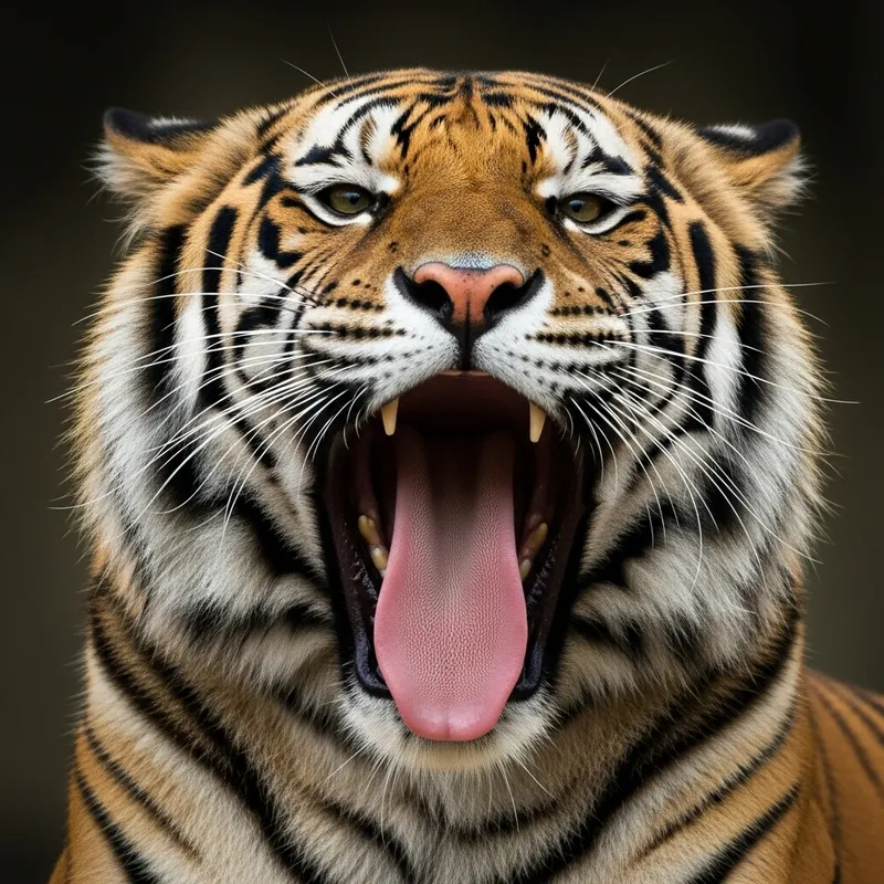Cute Tiger Panting: Close-Up of Its Fluffy Face