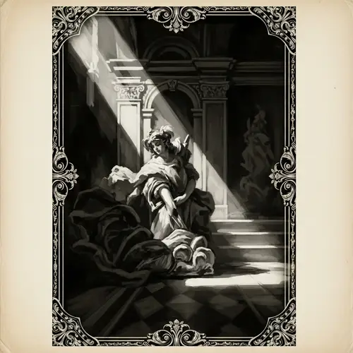 Vintage Black-and-White Poster Art | Baroque Style Print