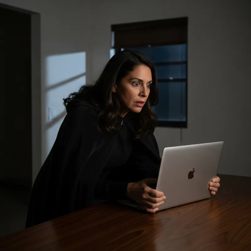 Captivating Scene: Infiltrating Woman Stealing Laptop