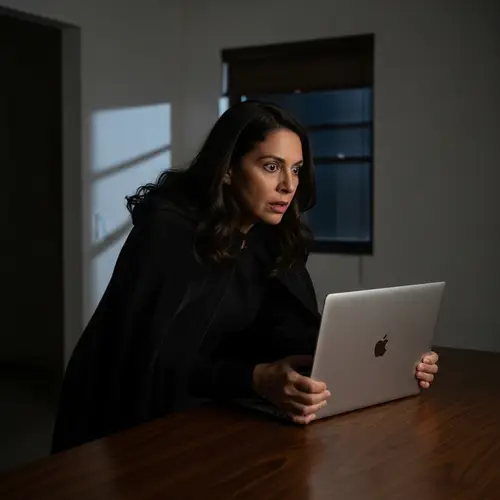 Sneaky Middle-Aged Woman Stealing Laptop | Intriguing Scene